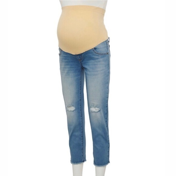 a:glow Denim - a:glow Girlfriend Cropped Maternity Jeans